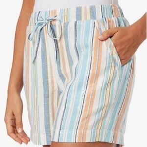 Briggs Women's Beachy Resortwear Striped Linen Blend Shorts Size XL